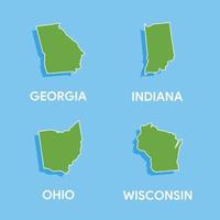 vetor Unidos estados esboço mapa vetor ilustração geórgia mapa ohio mapa indiana mapa