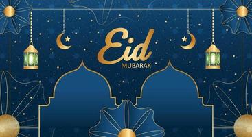 cartão eid mubarak ou design de banner. modelo de fundo editável islâmico vetor