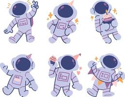 astronauta personagem definir. vetor ilustração dentro desenho animado estilo isolado em branco fundo.