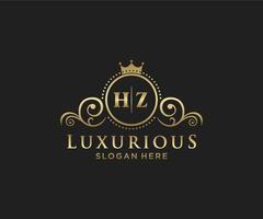 modelo de logotipo de luxo real de letra inicial hz em arte vetorial para restaurante, realeza, boutique, café, hotel, heráldica, joias, moda e outras ilustrações vetoriais. vetor