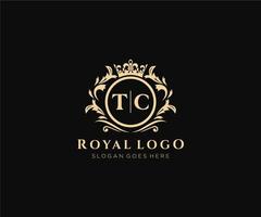 inicial tc carta luxuoso marca logotipo modelo, para restaurante, realeza, butique, cafeteria, hotel, heráldico, joia, moda e de outros vetor ilustração.