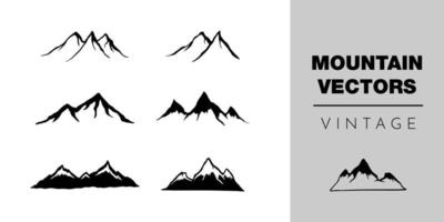 coleção vintage de vetores de montanha, ilustrações de silhueta de ícones