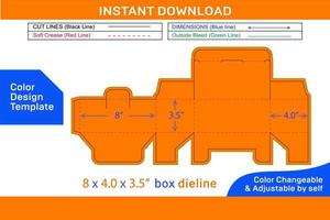 descartável face mascarar caixa embalagem dieline modelo e 3d caixa Projeto cor Projeto modelo vetor