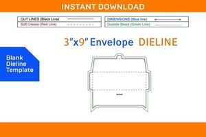 envelope dieline modelo e 3d envelope desenho em branco dieline modelo vetor