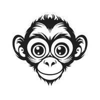 macaco com grande olhos, vintage logotipo conceito Preto e branco cor, mão desenhado ilustração vetor