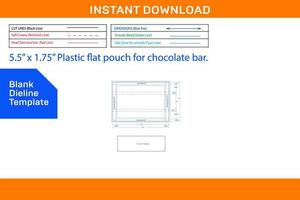 dieline modelo do plástico plano bolsa para chocolate barbante dieline modelo vetor