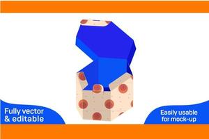 hexagonal cartão caixa ou hexagonal presente caixa dieline modelo e 3d caixa Projeto 3d caixa vetor