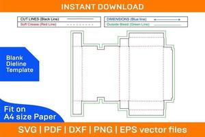 cartão desenho animado Remessa caixa dieline tamplate e 3d vetor Arquivo em branco dieline modelo