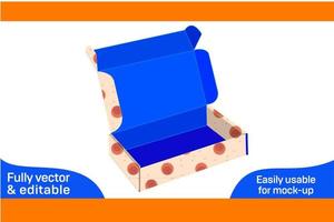 retfd ou lista fim frente dobrar com poeira aba caixa dieline modelo e 3d caixa design3d caixa vetor