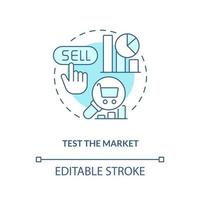 teste mercado turquesa conceito ícone. o negócio dados análise. caminho para sustentar marca abstrato idéia fino linha ilustração. isolado esboço desenho. editável acidente vascular encefálico vetor