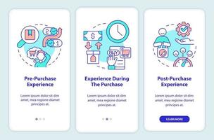 versátil sensorial experiência onboarding Móvel aplicativo tela. compra passo a passo 3 passos editável gráfico instruções com linear conceitos. interface do usuário, ux, gui modelo vetor