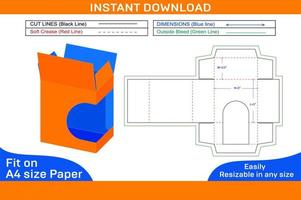 Sabonete embalagem caixa com janela dieline modelo, 3d caixa cor mutável e editável caixa dieline e 3d caixa vetor