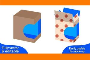 Sabonete embalagem caixa com janela dieline modelo, 3d caixa cor mutável e editável 3d caixa vetor