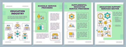 Educação indústria definição verde folheto modelo. aprendizado. folheto Projeto com linear ícones. editável 4 vetor layouts para apresentação, anual relatórios