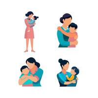vetor ilustração do mãe abraçando criança, mães dia Projeto conceito