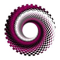 preto, rosa, e branco tracejadas espiral vórtice círculo logotipo vetor. volta redemoinho padronizar traços símbolo. vetor