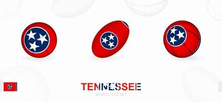 Esportes ícones para futebol, rúgbi e basquetebol com a bandeira do Tennessee. vetor