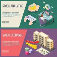 ilustração vetorial de banners isométricos da bolsa de valores vetor
