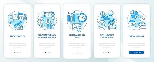 governo ofertas com inflação azul onboarding Móvel aplicativo tela. passo a passo 5 passos editável gráfico instruções com linear conceitos. interface do usuário, ux, gui modelo vetor