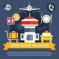 cartaz plano de instalações de serviços de aeroporto vetor