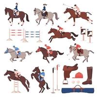 ilustração vetorial conjunto de ícones do esporte equestre vetor