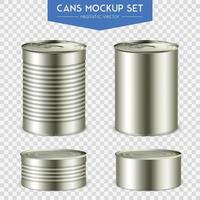 ilustração vetorial conjunto de maquete de latas cilíndricas realistas vetor