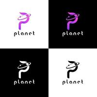 planeta logotipo Projeto com carta p vetor