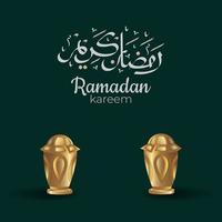 caligrafia árabe ramadan kareem com ornamentos islâmicos tradicionais. ilustração vetorial vetor