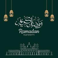 caligrafia árabe ramadan kareem com ornamentos islâmicos tradicionais. ilustração vetorial vetor