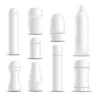 ilustração vetorial conjunto realista de desodorantes branco em branco vetor