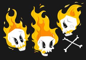 Personagem de desenho animado engraçado crânio flamejante pose ilustração vetorial vetor
