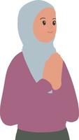 vetor do hijab menina mulher desejando Ramadã kareem feliz ied eid fitr com mão gesto ilustração