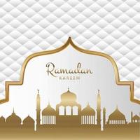 fundo decorativo ramadan kareem dourado e branco vetor