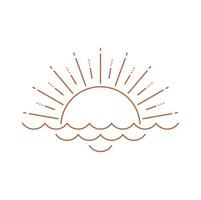pôr do sol ou nascer do sol boho logotipo, Sol e mar ícone vetor