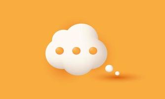 3d realista desenho animado laranja discurso nuvem bolha bate-papo ícone na moda moderno estilo objeto símbolos isolado em fundo vetor