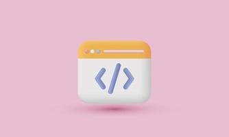 3d realista desenho animado rede ui ux Projeto Programas desenvolvedor ícone na moda moderno estilo objeto símbolos isolado em fundo vetor