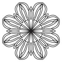 mandala de flor de contorno preto. doodle redondo elemento decorativo para livro de colorir isolado no fundo branco. círculo geométrico floral. vetor