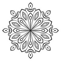 mandala de flor de contorno preto. doodle redondo elemento decorativo para livro de colorir isolado no fundo branco. círculo geométrico floral. vetor