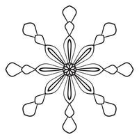 mandala de flor de contorno preto. doodle redondo elemento decorativo para livro de colorir isolado no fundo branco. círculo geométrico floral. vetor