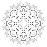 mandala de flor de contorno preto. doodle redondo elemento decorativo para livro de colorir isolado no fundo branco. círculo geométrico floral. vetor