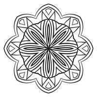 mandala de flor de contorno preto. doodle redondo elemento decorativo para livro de colorir isolado no fundo branco. círculo geométrico floral. vetor