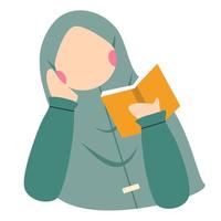 menina muçulmana lendo ilustração de livro vetor