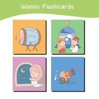 fofa islâmico imagem flashcards. islâmico flashcards coleções. colorida imprimível flashcards para pré escola educacional imprimível jogos cartões. vetor ilustração.