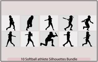 softbol jogador silhuetas, softbol silhuetas, conjunto do beisebol jogador silhueta vetor ilustrações, beisebol jogador detalhado silhuetas