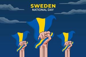 dia nacional da suécia. comemorado anualmente em 6 de junho na Suécia. feliz feriado nacional da liberdade. bandeira sueca. vetor