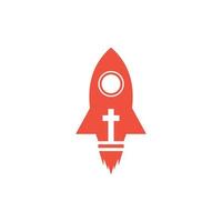foguete Cruz Igreja placa moderno logotipo vetor