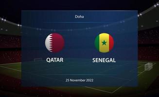 Catar vs Senegal. futebol placar transmissão gráfico vetor
