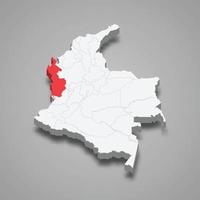 Chocolate região localização dentro Colômbia 3d mapa vetor