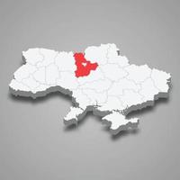 Kyiv oblast. região localização dentro Ucrânia 3d mapa vetor