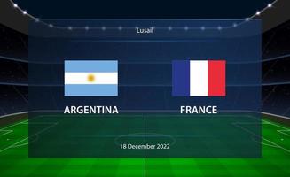 Argentina vs França. futebol placar transmissão gráfico vetor